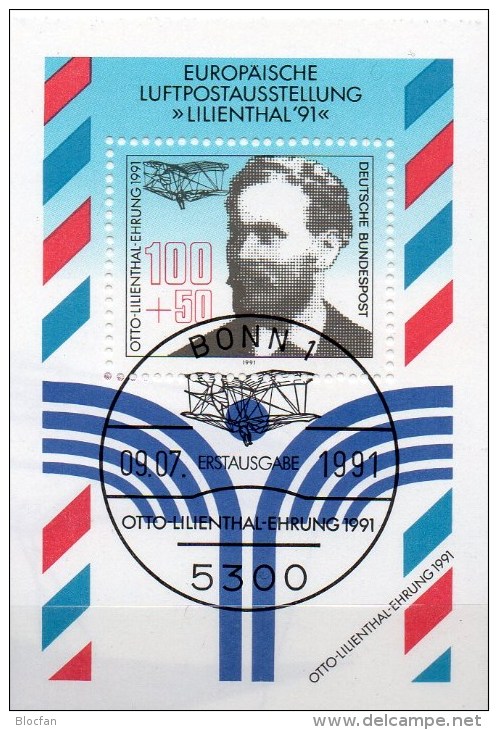 Marhauer:Pioniere Der Luftfahrt 1999 Plus BRD 1543+Block 24 O 25€ Otto Lilienthal 1991 Bloc Ms Airmails Sheet Bf Germany - Technical