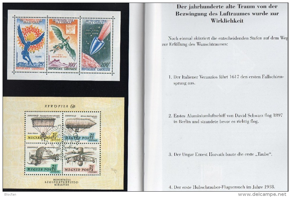 Marhauer:Pioniere der Luftfahrt 1999 plus BRD 1543+Block 24 o 25€ Otto Lilienthal 1991 bloc ms airmails sheet bf Germany