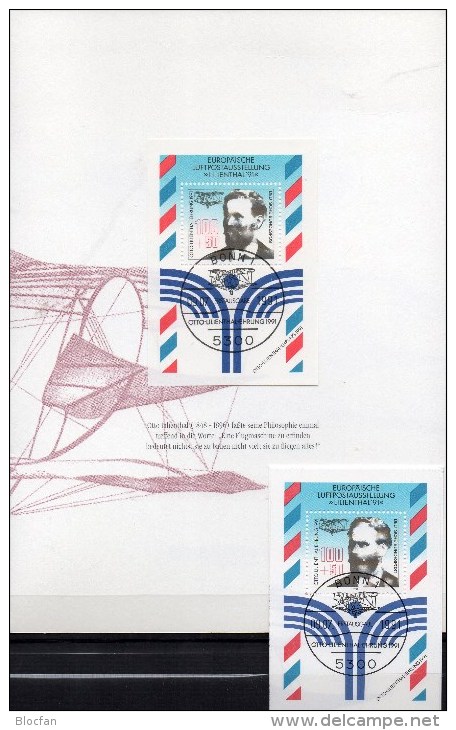 Marhauer:Pioniere der Luftfahrt 1999 plus BRD 1543+Block 24 o 25€ Otto Lilienthal 1991 bloc ms airmails sheet bf Germany