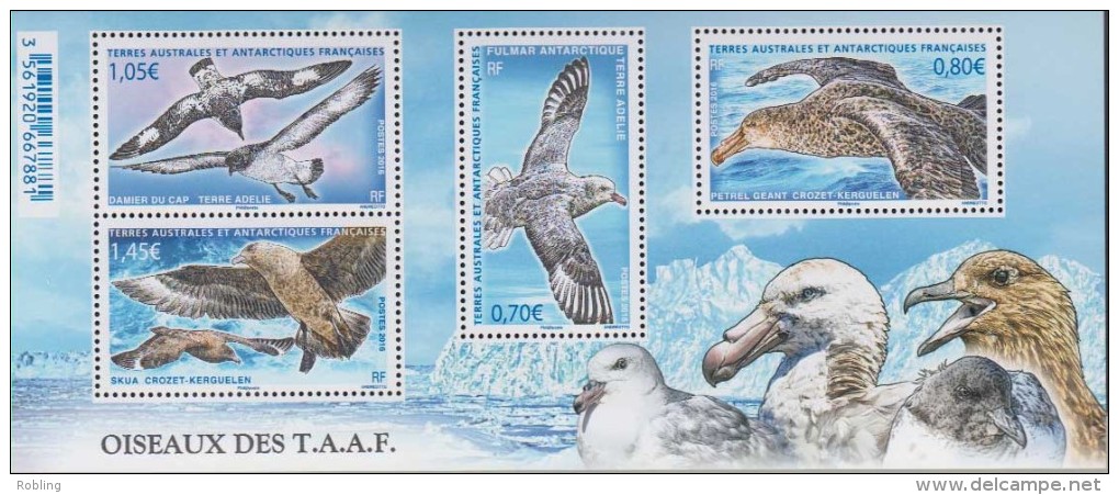 Antarctic - T.A.A.F.2016.Birds.Sheet.4v.MNH 22461-V3 - Neufs