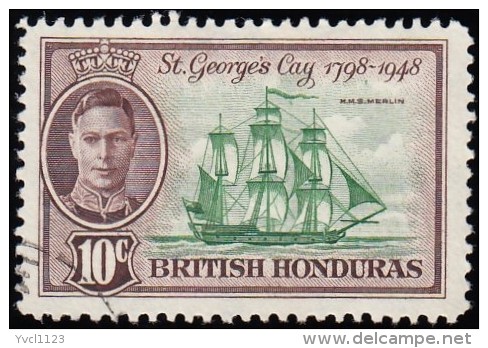 BRITISH HONDURAS - Scott #135 H.M.S. Merlin / Used Stamp - British Honduras (...-1970)