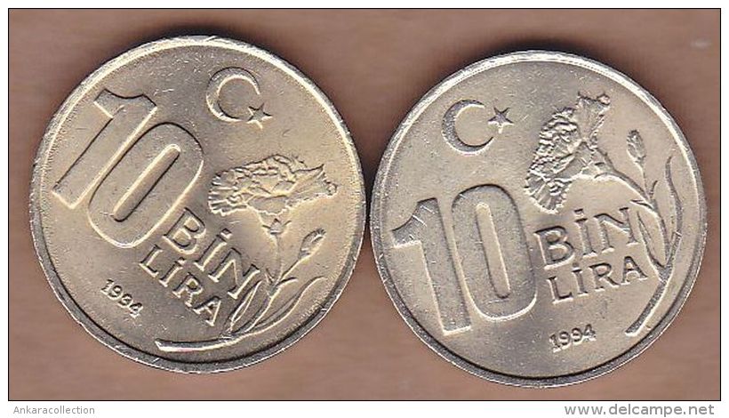 AC - TURKEY 10 000 LIRA - TL 1994 COIN DIFFERENT COLOURED PAIR RARE TO FIND UNCIRCULATED - Turquie