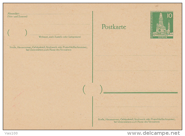 EMPEROR WILHELM MEMORIAL CHURCH, BERLIN, PC STATIONERY, ENTIER POSTAL, UNUSED, GERMANY - Postcards - Mint