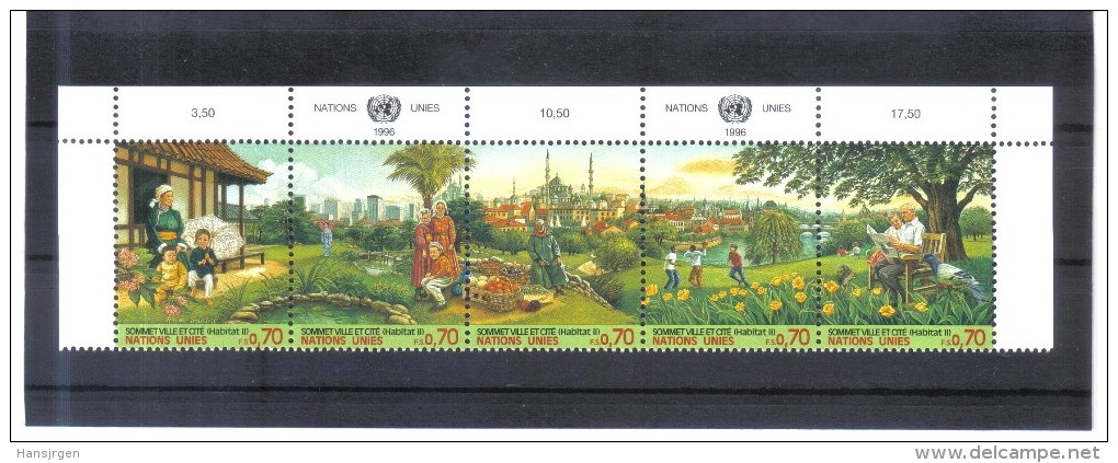 VNG946 UNO  GENF  1996   MICHL NR.  292/96   Fünferstreifen ** Postfrisch Siehe ABBILDUNG - Unused Stamps