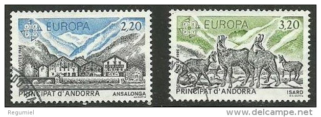 Andorra Francesa U 348/349 (o) Usado. 1986 - Oblitérés