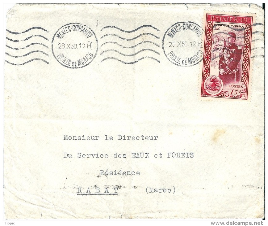 Enveloppe  - Cachet  Au  Départ   De  MONACO    à  Destination  Du  MAROC - Lettres & Documents