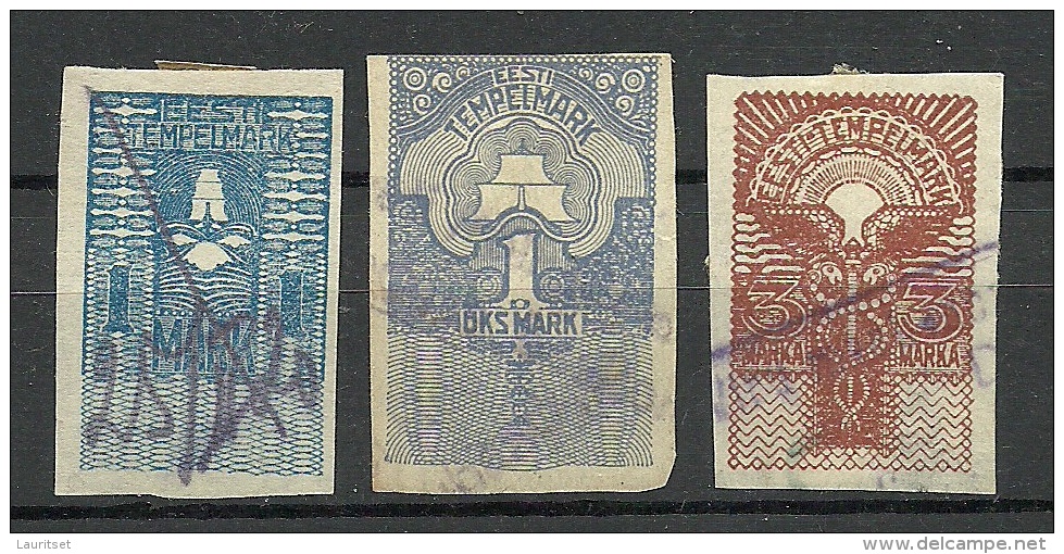 Estland Estonia 1919 Documentary Stempelmarken Tax 1 & 3 Marka O - Estonia