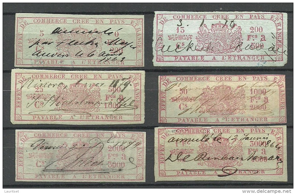 BELGIEN Belgium 1870ies ? Old Revenue Stamps Steuermarken O - Stamps