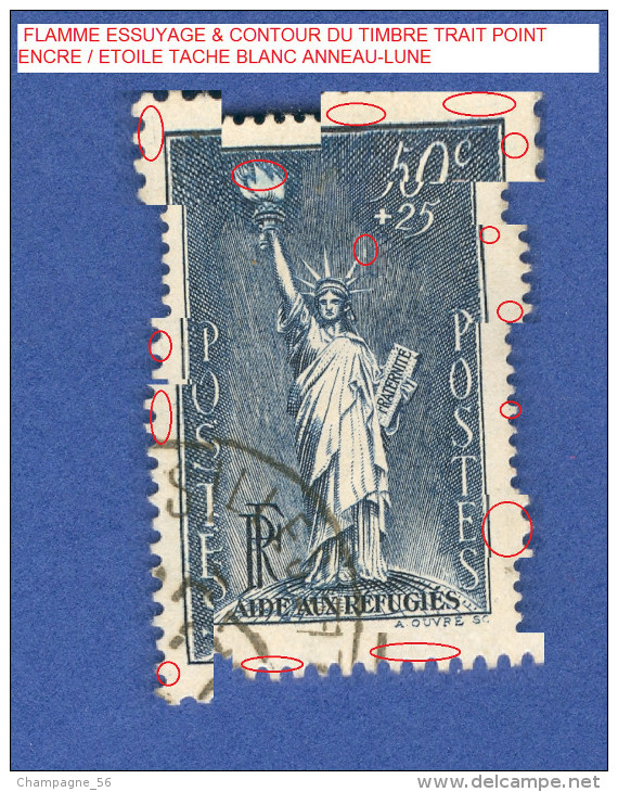 * 1937 N° 352 AU PROFIT DES RÉFUGIES OBLITÉRÉ YVERT 4.50 € - Oblitérés