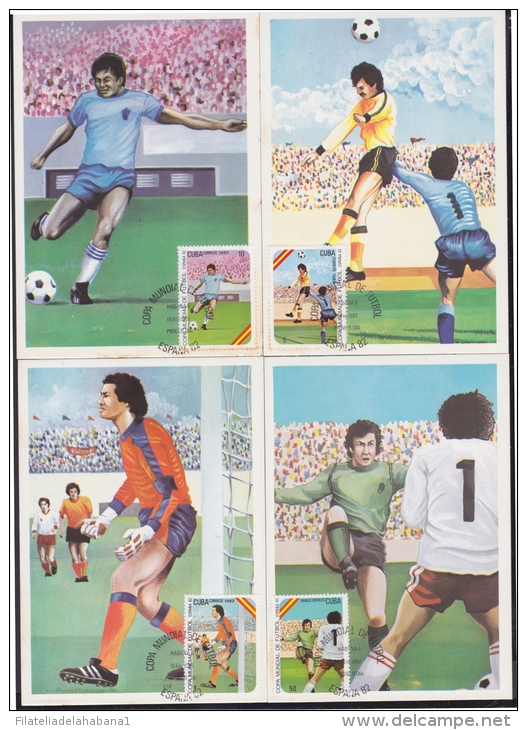 TMA-44 CUBA 1981 TARJETA MAXIMA. FUTBOL SOCCER WORD CHAMPIONSHIP SET. - Cartes-maximum