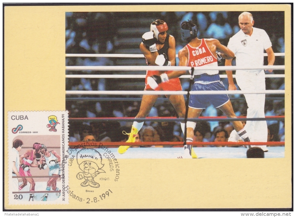 TMA-50 CUBA 1991 TARJETA MAXIMA. CENTROAMERICAN GAMES. BOXEO BOXING. - Cartes-maximum