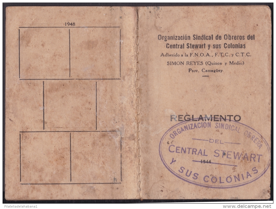 REP-28 CUBA REPUBLICA REVENUE. CENTRAL STEWART. SUGAR MILLS BOOK. CINDIRELLAS. SINDICATO DE OBREROS - Strafport