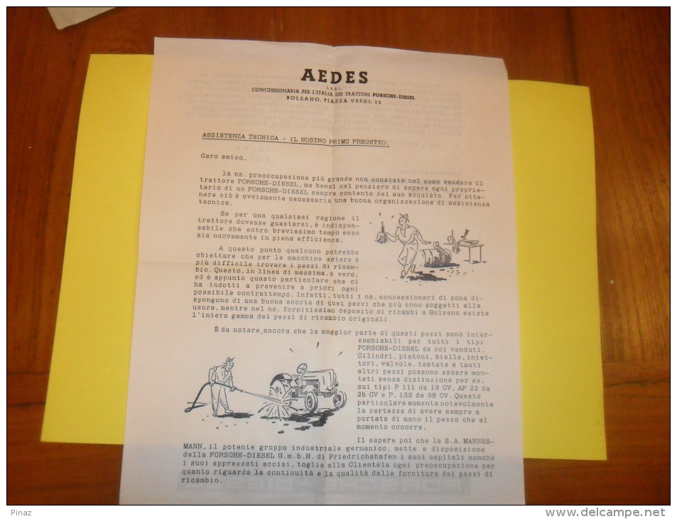 BUSTA PUBLICITARIA    AEDES   Macchine Agricole  Con ANNULLO TARGHETTA   X  FIERA DI BOLZANO 1957 - Traktoren
