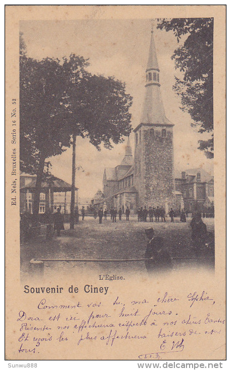 Souvenir De Ciney - L'Eglise (animée, Kiosque, 1900) - Ciney