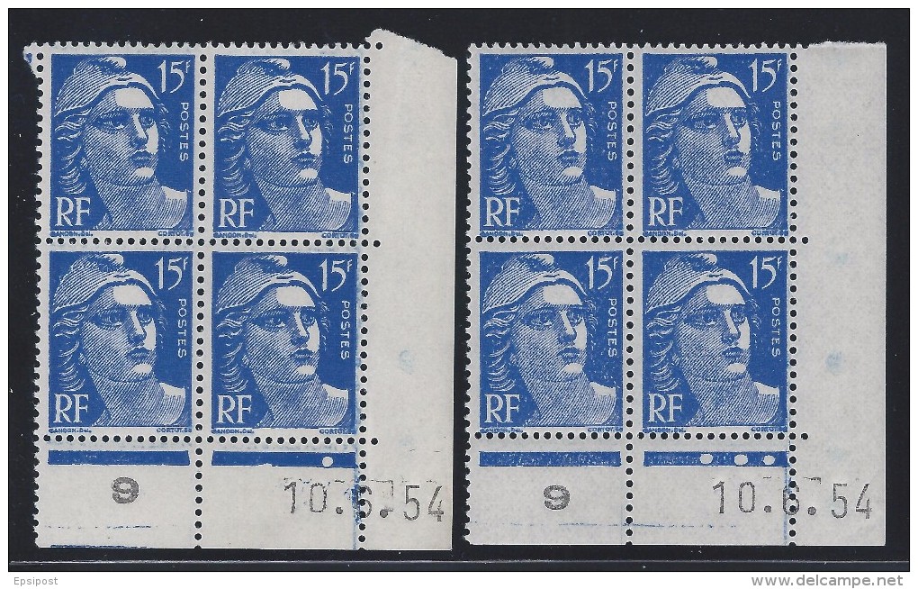 15F Gandon N°886 Coin Daté Paire Complète 10.06.54 Presse 9 - 1950-1959