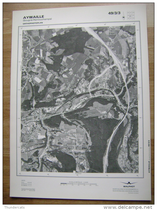 GRAND PHOTO VUE AERIENNE 66 Cm X 48 Cm De 1985 AYWAILLE SOUGNE REMOUCHAMPS - Topographical Maps