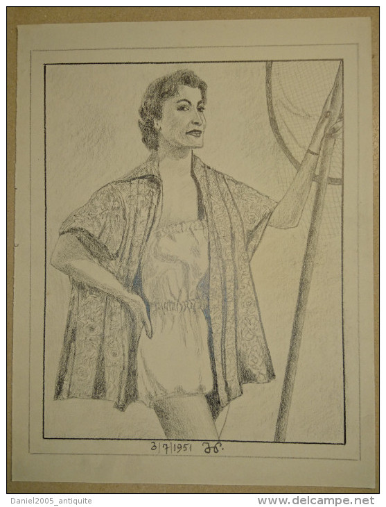 Dessin Au Crayon 1951 -jeune Femme (2) - Dessins