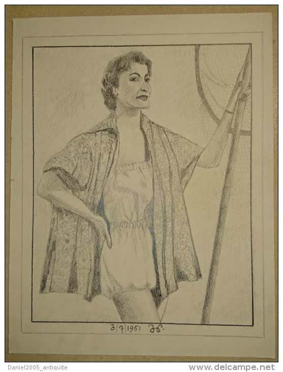 Dessin Au Crayon 1951 -jeune Femme (2) - Dibujos