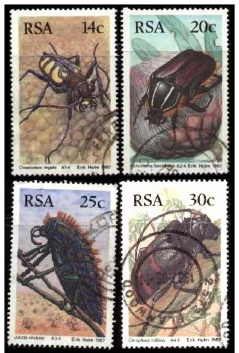 4 Different Beeltes, South Africa Stamp SC#690-693 Used Set - Oblitérés