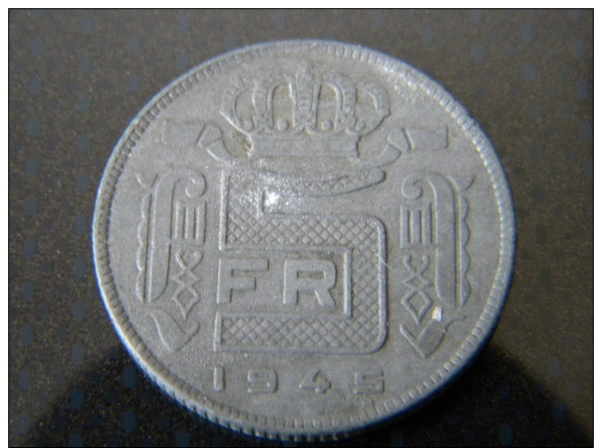 BELGIQUE - 5 FRANCS 1945. - 5 Francs