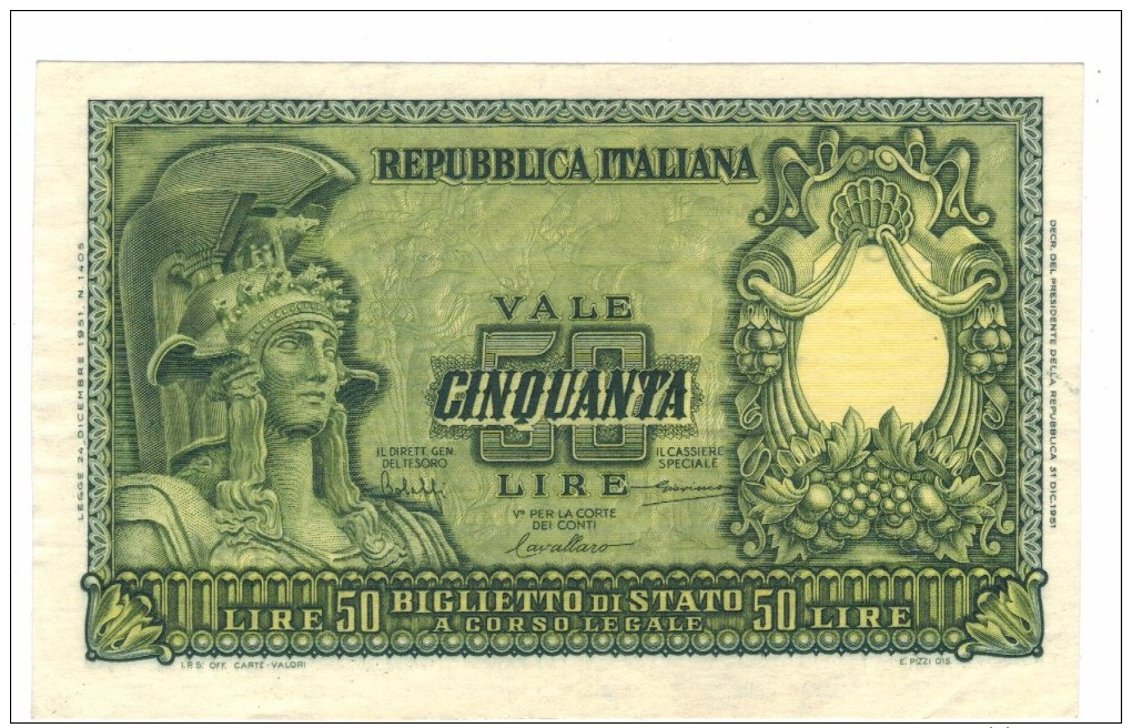 ITALY, 50 LIRE, 1951,  XF. - 50 Lire