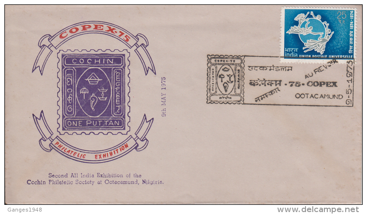 India  1975  Cichin State STamp Printed COPEX   OOTACAMUND  Cover   # 89618   Inde Indien - Cochin