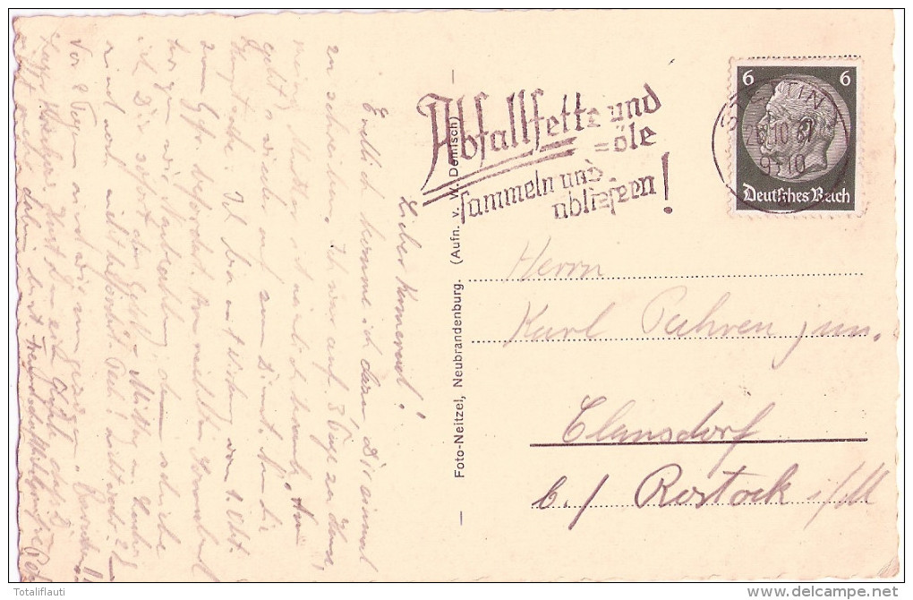 NEUBRANDENBURG Mecklenburg Rathaus Mit Palais Fotokarte 26.10.1937 Gelaufen Mit Maschinenzusatzstempel - Neubrandenburg