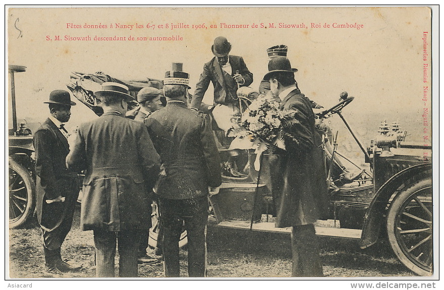 Sisowath  Roi Du Cambodge  In  Nancy July 1906 King In His Car - Camboya