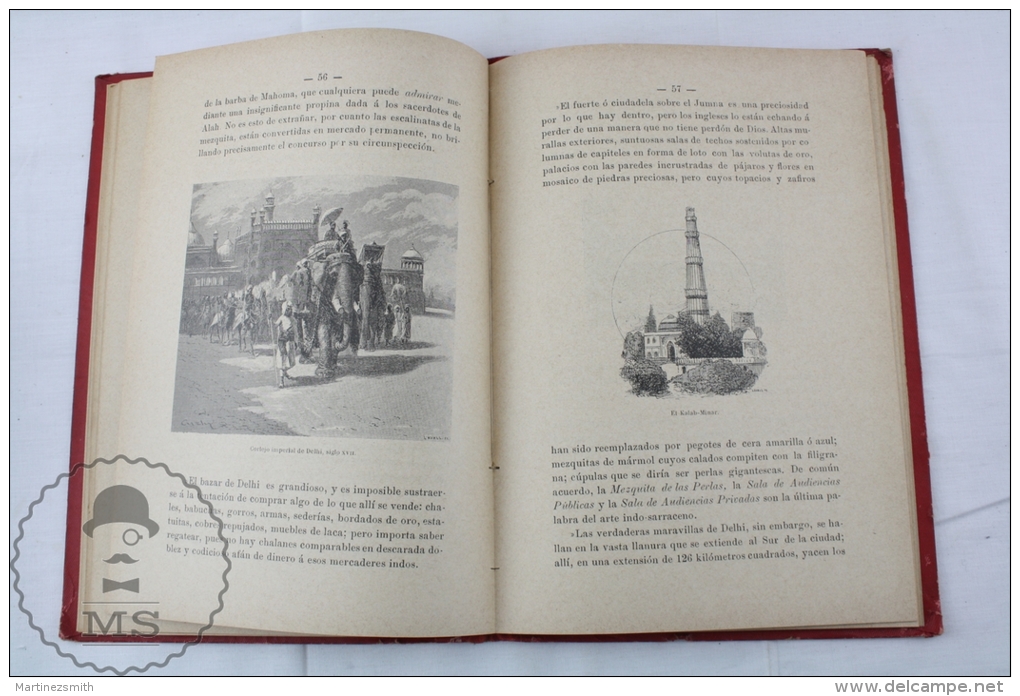 Old 1898 Spanish Book: India And Indochina By Alfredo Opisso - Illustrated By Engravings - Geografía Y Viajes