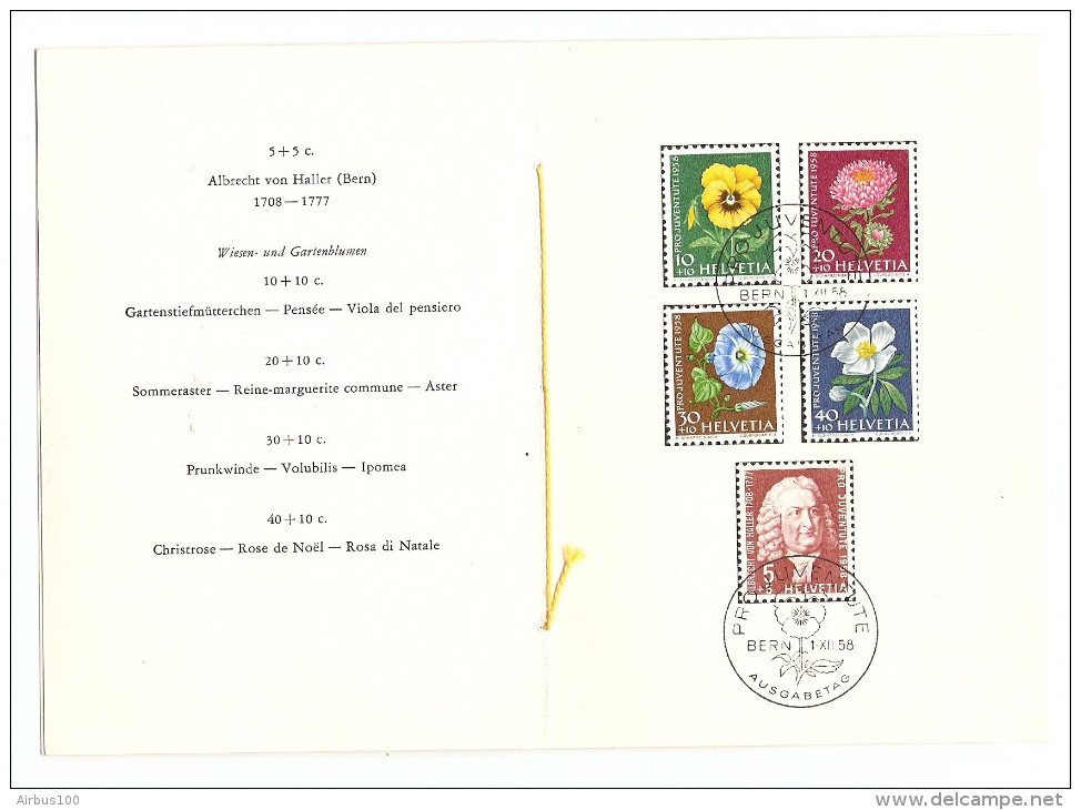 HELVETIA SUISSE CARNET PTT TIMBRES FRANCOBOLLI PRO JUVENTUTE MARKEN 1958  Y & T 616 617 618 619 620 - 2 Scans - - Booklets