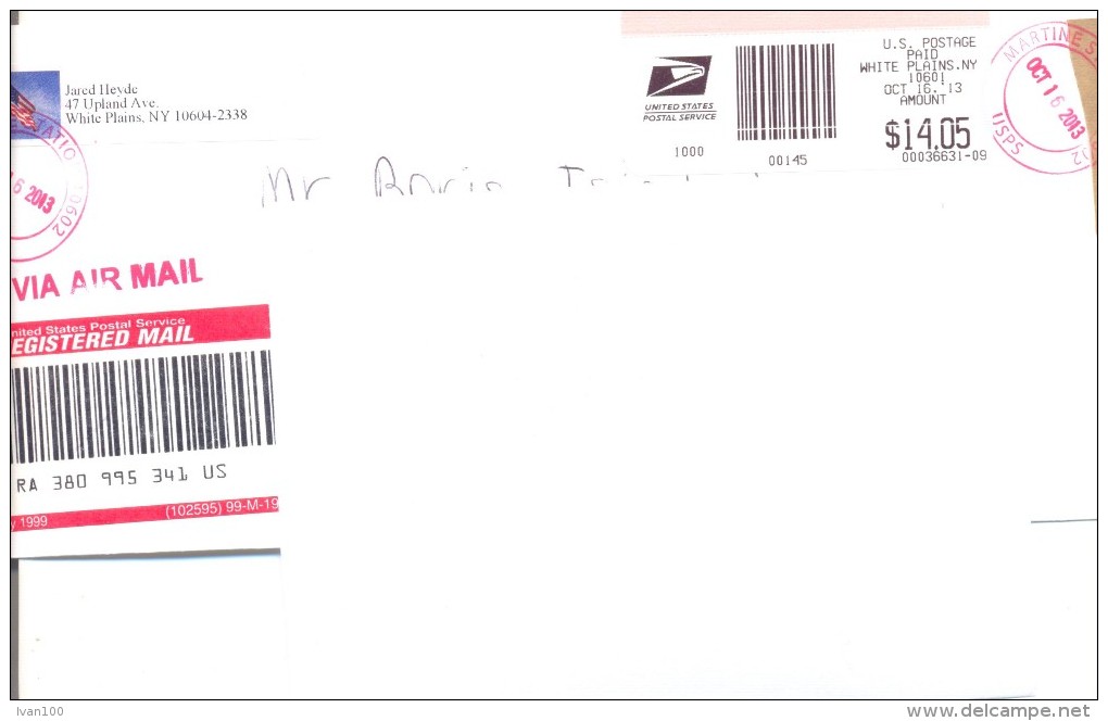 2013.USA, The Letter By Registered Post To Moldova - Storia Postale