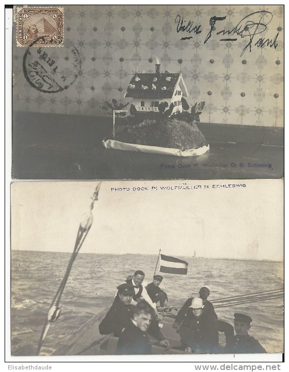 EGYPTE - 1913 - 2 CARTES PHOTOS Du PHOTOGRAPHE WOLFMÜLLER (WOLFMILLER) Du SCHLESWIG - TOUTES VOYAGEES VERS L'ALLEMAGNE - Alexandrie
