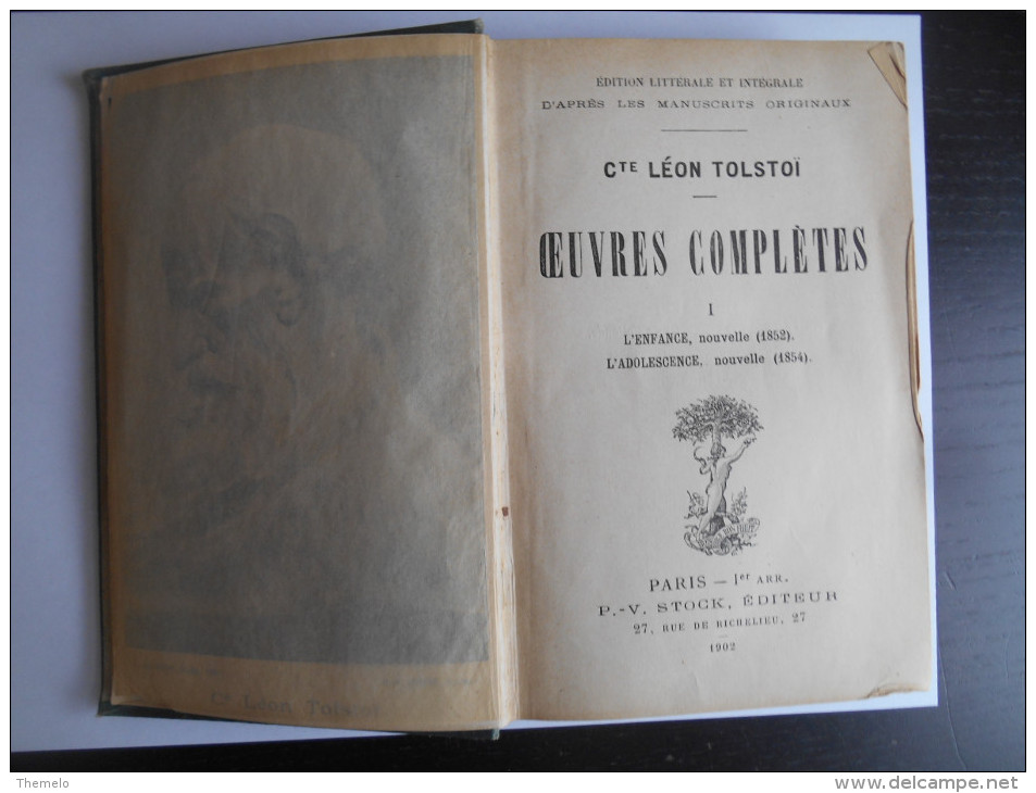 "Cte Léon Tolstoï - Oeuvres Complètes - L'enfance - L'adolescence" 1902 - Auteurs Classiques