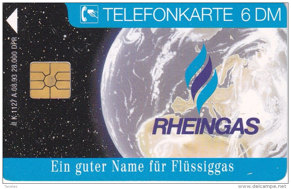 TARJETA DE ALEMANIA DE RHEINGAS DE TIRADA 28000 (TIERRA-GLOBO TERRAQUEO) - Astronomia