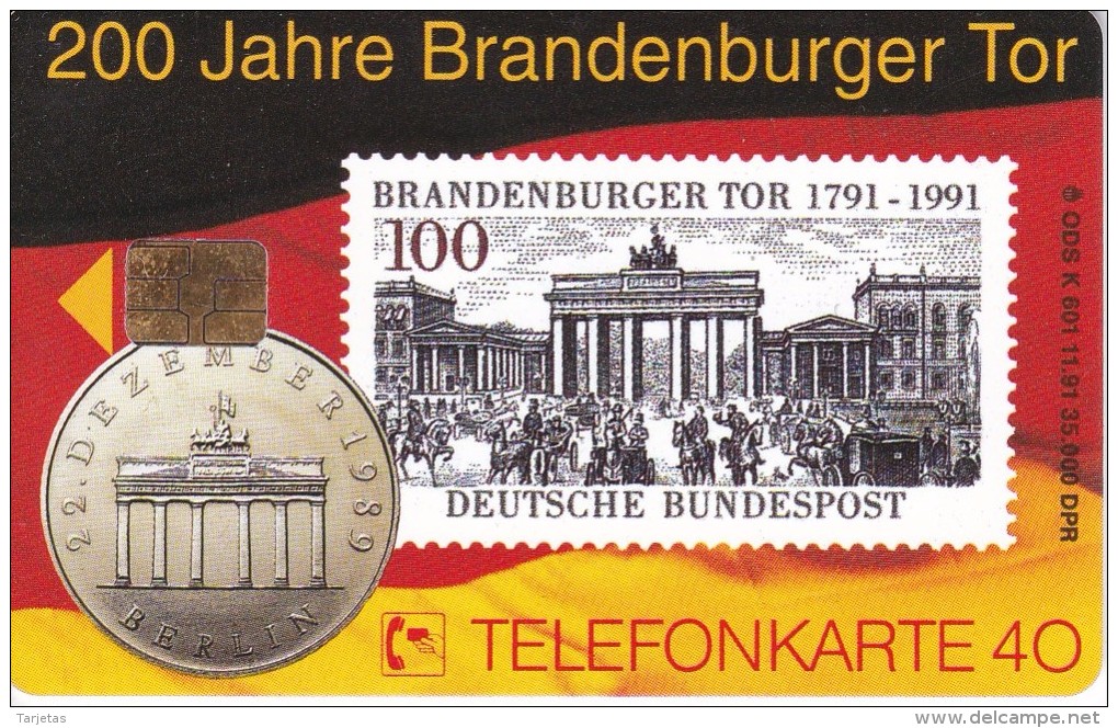 K 601 TARJETA DE ALEMANIA DE UN SELLO Y UNA MONEDA DE TIRADA 35000 (STAMP-COIN) - K-Series : Customers Sets