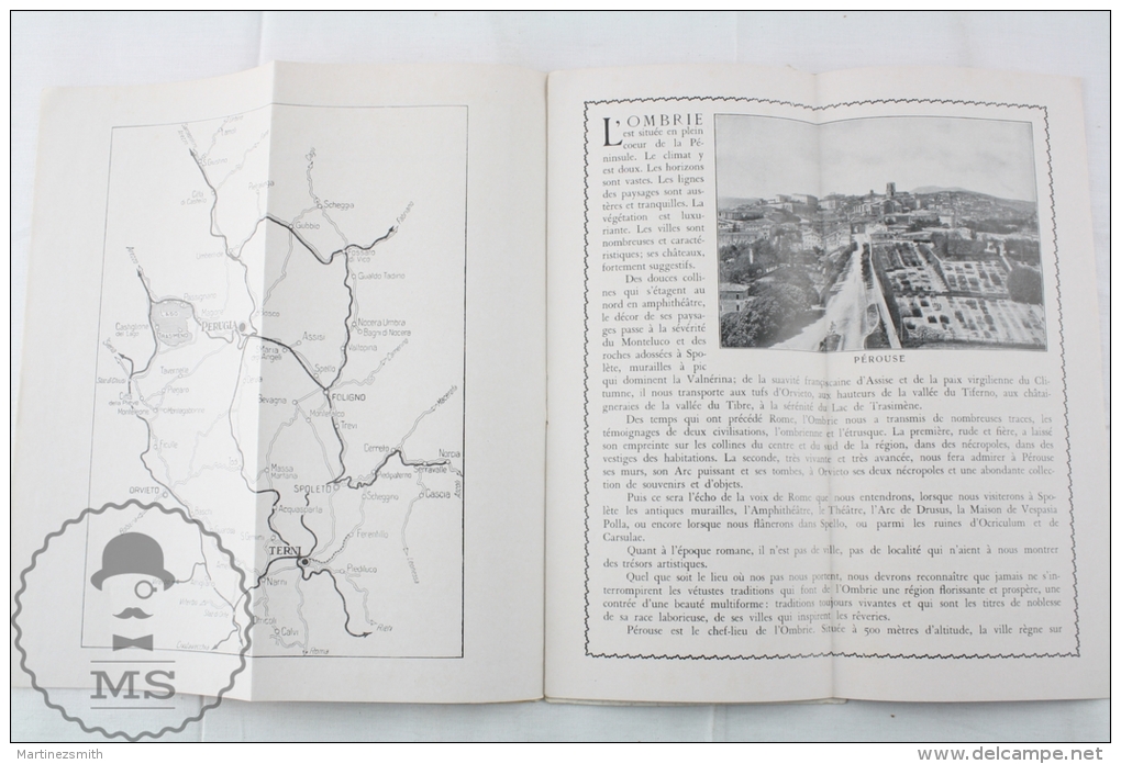 1933 Italy Ombrie/ Umbria Tourism Brochure And Map - Edited By The Italian National Tourism Board - French Edition - Cuadernillos Turísticos