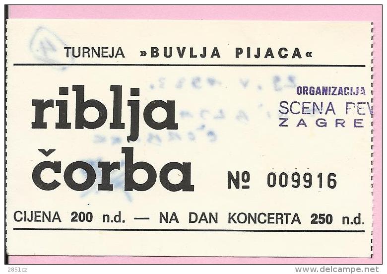 Concert Ticket - Riblja &#269;orba, 1983., Yugoslavia - Tickets De Concerts