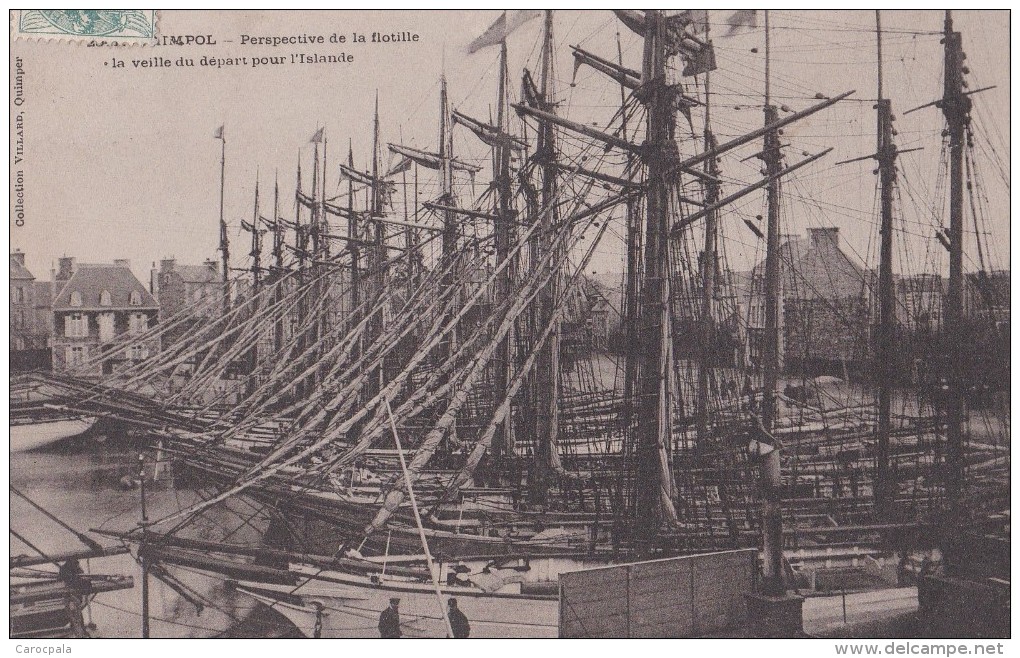 Carte 1904 PAIMPOL / Perspective De La Flotille , La Veille Du Départ Pour L'islande (bateau,voiliers,terre Neuva ) - Paimpol