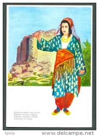 TURKEY TRADITIONAL WOMEN DRESSES OF ELAZIG WITH THE CASTLE OF HARPUT ILLUSTRATION POSTCARD - Postal Stationery