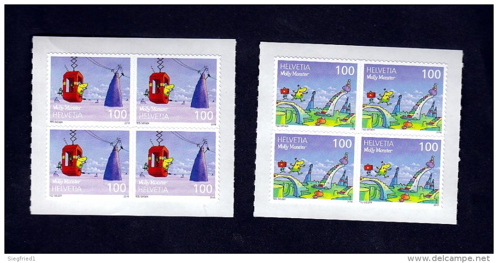 Schweiz **   2435-2436  Molly Monster 4er Block Skl  Neuausgabe März 2016 - Unused Stamps