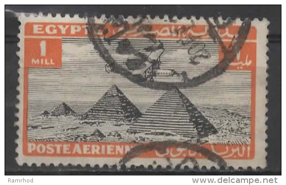 EGYPT 1933 Air Handley Page H.P.42 Over Pyramids - 1m. - Black And Orange FU - Airmail