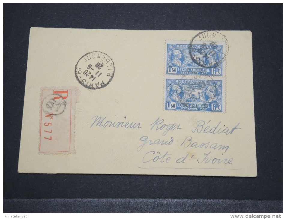 COTE D'IVOIRE - Env Recommandée De Paris Pour Grand Bassam - Sept 1928 - A Voir - P17156 - Covers & Documents