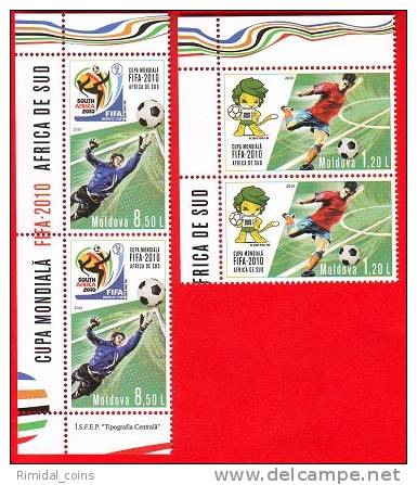 Moldova, Moldawien, Set Of 4 Stamps (2*2), Football FIFA 2010 South Africa - 2010 – South Africa