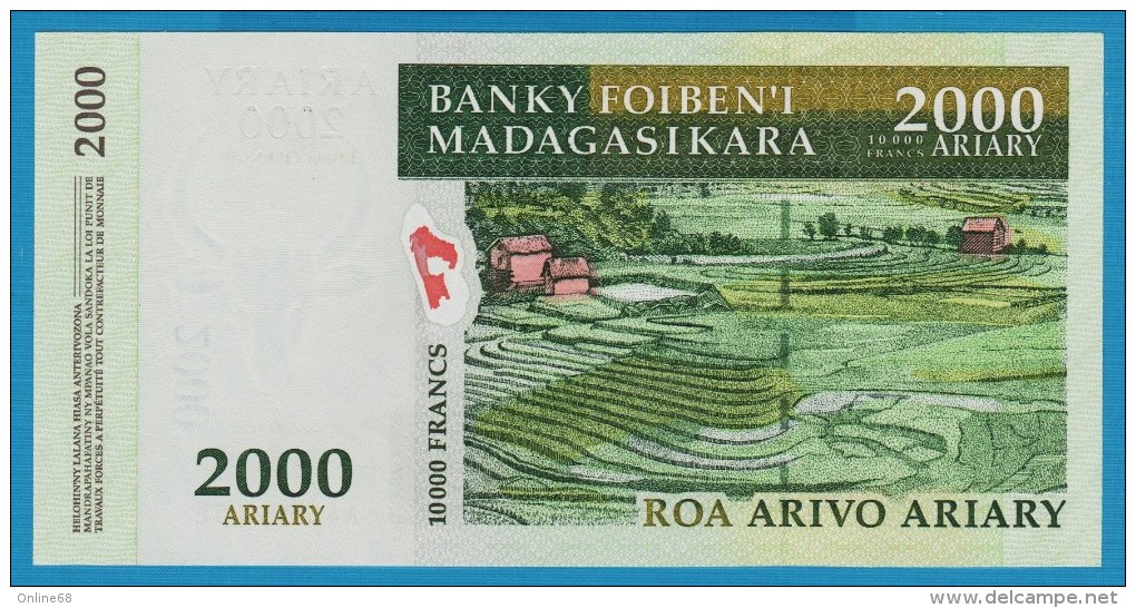 MADAGASCAR 2000 Ariary / 10000 Francs ND (2003)  # 4052245E  P# 83 - Madagascar