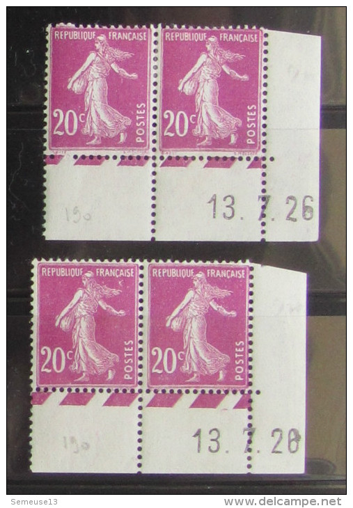 Semeuse 20 C. Lilas Rose 190 : Paire De 2 Paires Coin Daté Différentes - 1906-38 Säerin, Untergrund Glatt