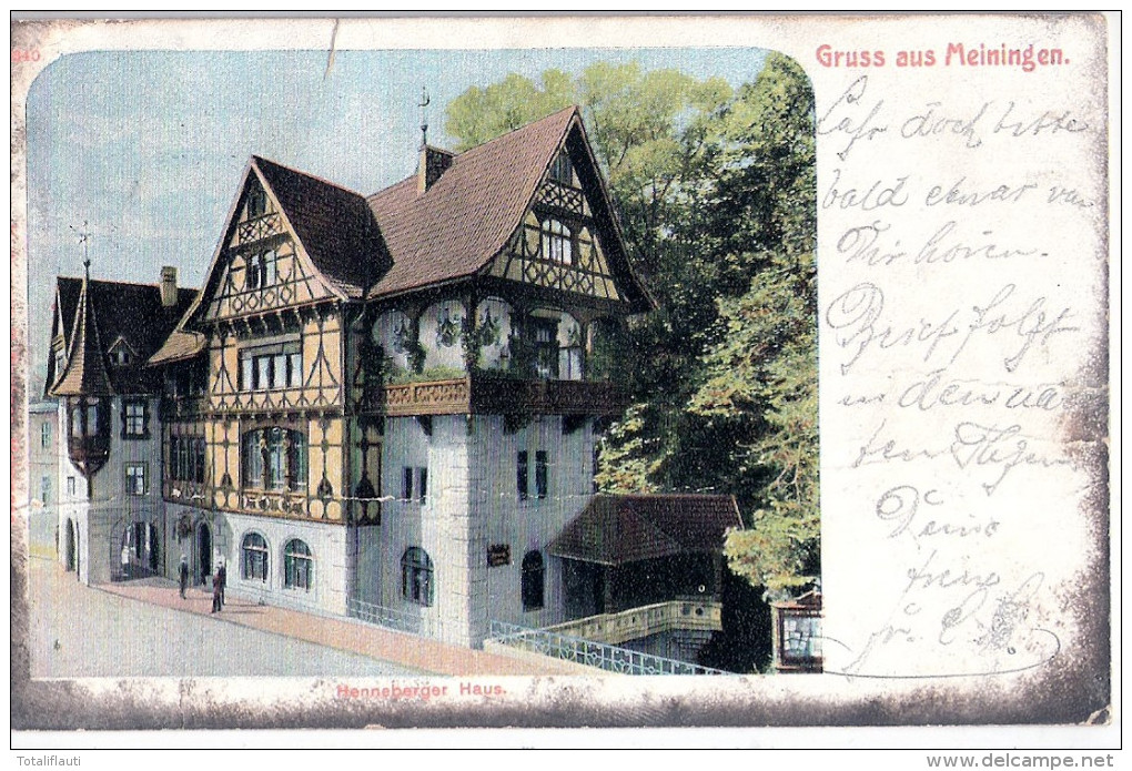 Gruss Aus MEININGEN Henneberger Haus Bahnpost 31.1.1909 BERLIN Z 374 ? - Meiningen