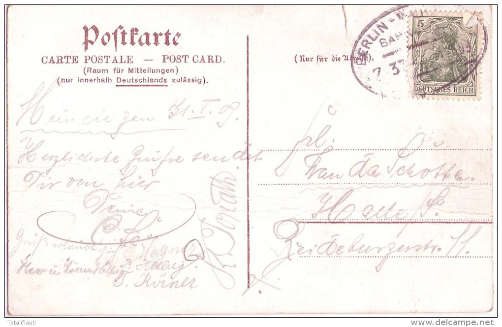 Gruss Aus MEININGEN Henneberger Haus Bahnpost 31.1.1909 BERLIN Z 374 ? - Meiningen