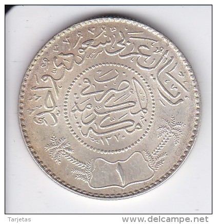 MONEDA DE PLATA DE ARABIA SAUDITA DE 1 RIYAL DEL AÑO 1950 (1370) (COIN) SILVER,ARGENT. - Arabia Saudita