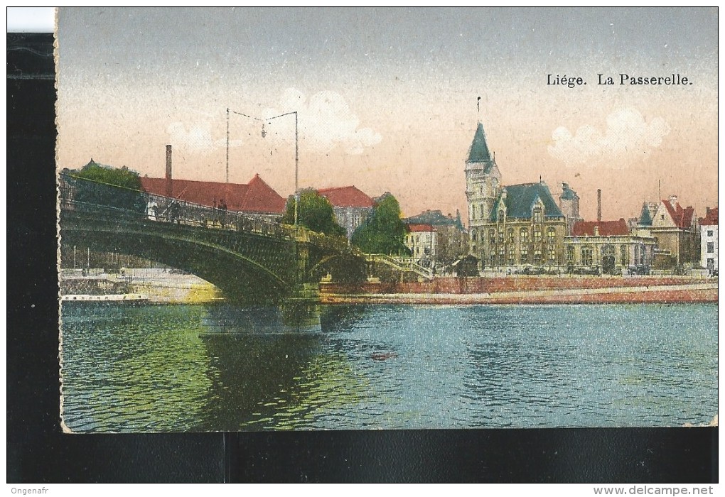 Carte-vue De Liège (La Passerelle - Colorisé )   En Franchise Postale:  Feldpost: Eupen 22/11/1918 - Occupation 1914-18