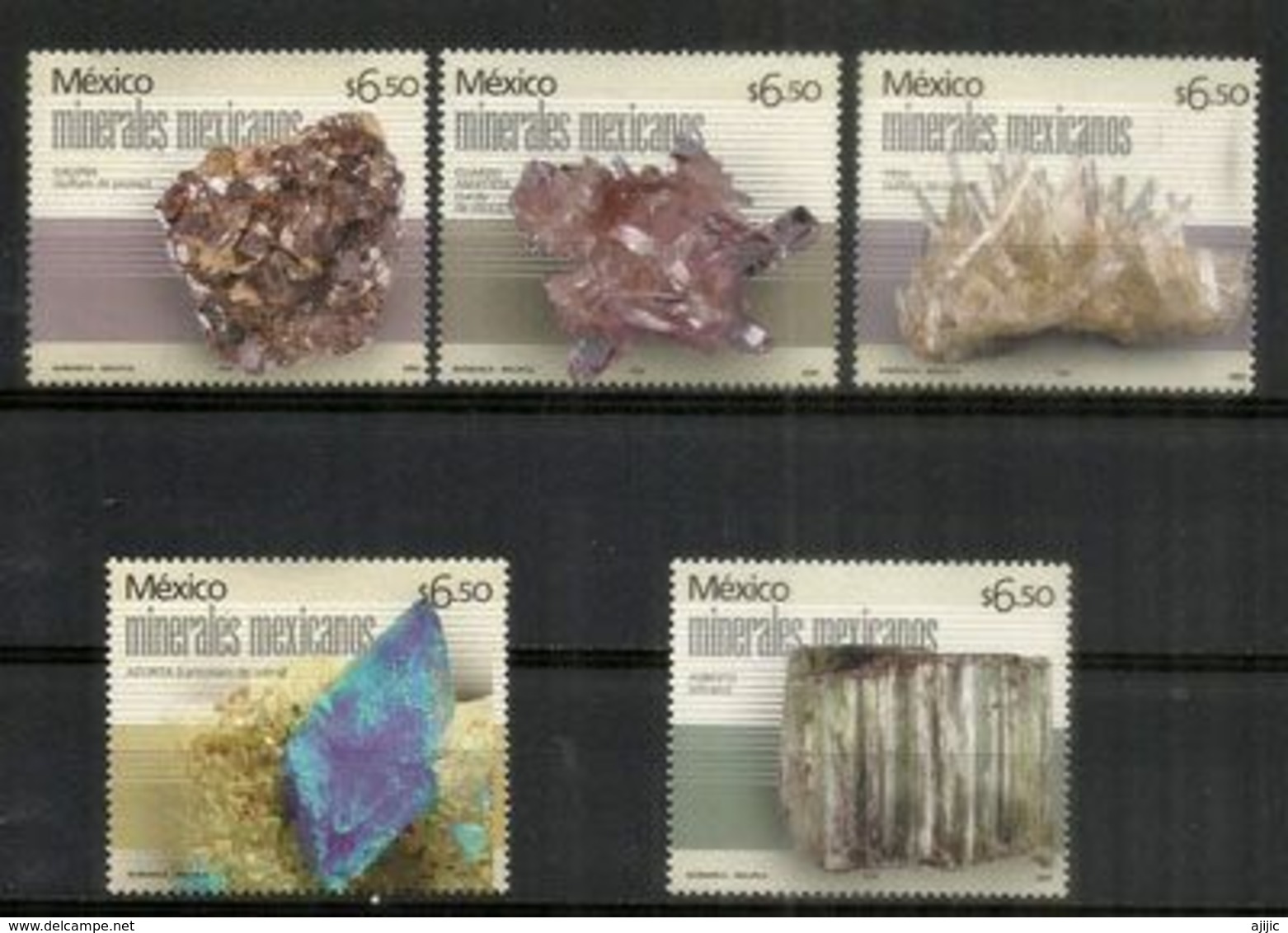 MEXIQUE. Minéraux Mexicains (galène, Plâtre Blanc,Quartz,azurite,etc) 5 T-p Neufs ** - Minerals